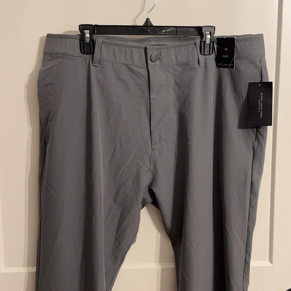 Marc New York Minimal Commuter Pants Sz 40 Gray 4 Way Stretch Travel Pockets
